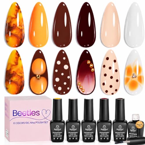 Beetles Fall Gel Polish Set with Blooming Gel, Amber Tortoise Mar...