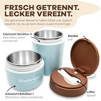 Netrox Müslibecher To Go mit Löffel, Joghurtbecher aus Edelstahl – Ansicht 3