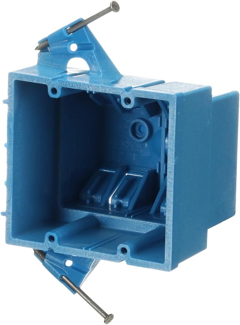 Carlon BH235A Switch/Outlet Box, New Work, 2 Gang, 3-7/8-Inch Length by 4-1/8-Inch Width by 3-1/2-Inch Depth, Blue