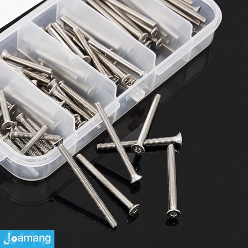 Joamang M3 x 20mm 25mm 30mm 35mm 40mm Flat Head Hex Socket Cap Screws Countersunk Bolts, Stainless Steel 304, Metric Allen Hex Drive, Bright Finish, Fully Threaded, Assortment Kit 100PCS by Joamang - Image 3