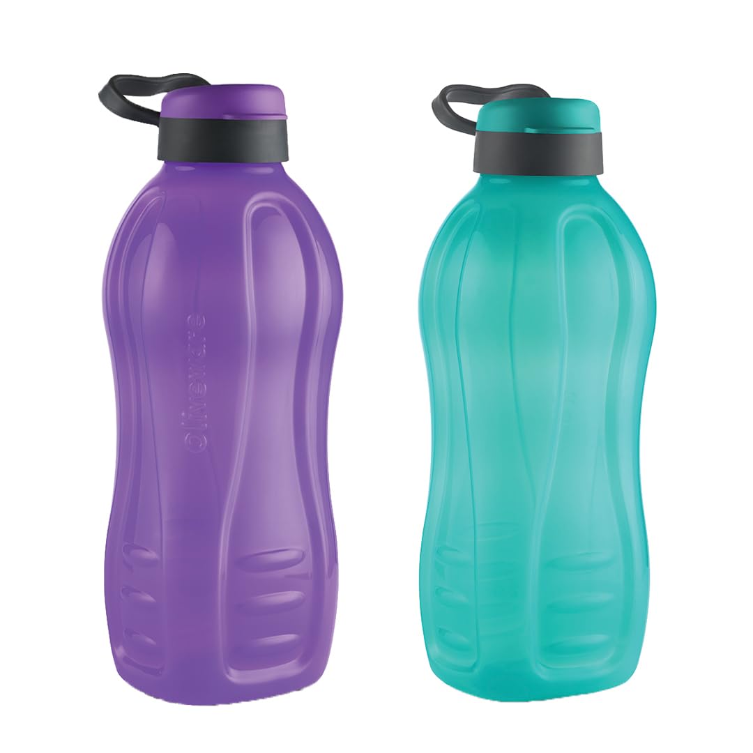 oliveware Jumbo 2 Litre Water Bottle, 100% Leak Proof, BPA Free Premium Plastic Bottle, for Home, Office & Gym, Sturdy with Holder, Pack of 2 (Purple & Blue) (B082H2QS95) Amazon Price History, Amazon Price Tracker