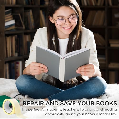 Buchbinde-Reparaturband, 50mm x 10m Textil Gewebeband für Buchreparatur, Hochleistungs Säurefreies Bastelband, Selbstklebend Reparatur Bastelband zum Binden und Versiegeln von Büchern, Weiß