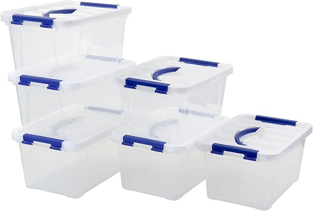 Joyeen 5.5 Liter Plastic Storage Boxes, 6-pack Plastic Clear Boxes with Lids