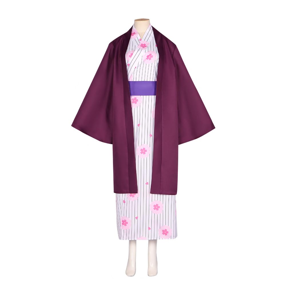 Anime fioletowy szlafrok różowe kimono damski strój na Halloween kostium