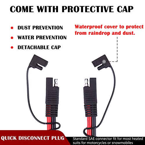 Igreely Sae Extension Cable 14Awg Sae To Sae Extension Cable Quick Disconnect Wire Harness Sae Connector For Solar Panel Battery Motorcycle Cars Tractor 14 Gauge 1.6Ft/50Cm #TOP3