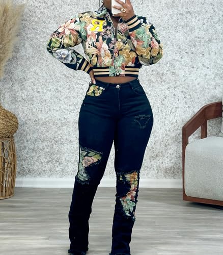 KANSOON Varsity Jacket Women Bomber Textured Floral Cropped Jackets Letterman Snap Buttons Long Sleeves Coats3