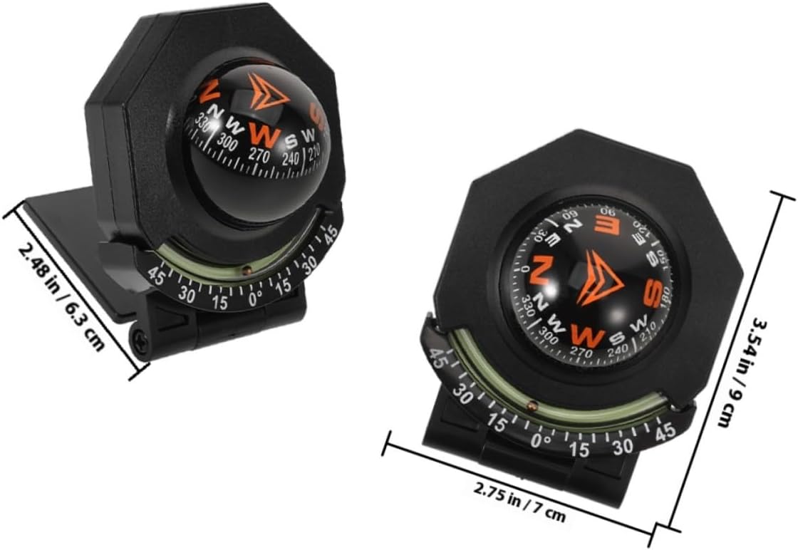 2pcs Car Dashboard Compass with Inclinometer High-Precision Auto Compass Guide Ball for Vehicle and Boat Navigation