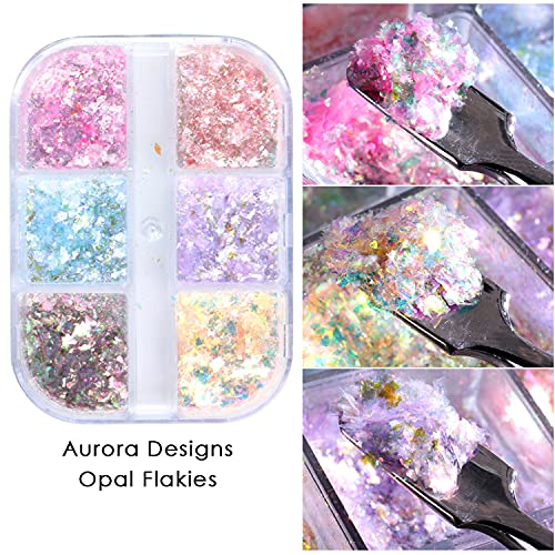 Nail Powder Decoration 2 Boxes Nail Aurora Glitter Powder Reflective Translucent Glitter Nail Powder Sparkly Irregular Nail Art Paillettes Ultra Thin Sequin Flake For Nail Decoration #TOP2