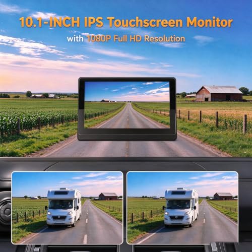 Image of 10.1 inch 1080P AHD Wired Reverse Rear View Backup Camera System,IP69K Waterproof Night Vision, Vibration-Proof 20G for Tractor /Truck /Excavator /Caravan /Skid Steer /Heavy Equipment