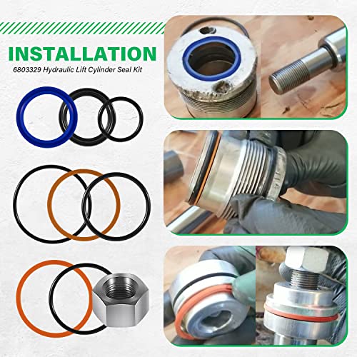 Image of (1 Pack) 6803329 7137769 Hydraulic Lift Cylinder Seals Kit, Replace for Skid Steer Lift Hydraulic Cylinder Seal Kit, Fit for Bobcat 444, 500, 520, 530, 533, 540, 542B, 643, 731, 743