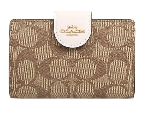 [ＳＯＯ] 二つ折り財布 シグネチャー アウトレット品 収納 多い レディース シンプル ブランド PVC レザー (カーキ×チョーク) [並行輸入品]