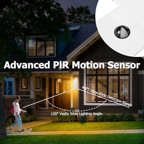 Inowel Outdoor Light Wall Sconce Motion Sensor Porch Light for House,15" LED Modern Exterior Lighting Fixture Black,Waterproof Outside Lantern with Clear Glass for Garage Patio Garden by Inowel - Used condition - Image 2
