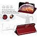 Arae Wallet Case for iPhone Xs Max PU Leather flip case Cover [Stand Feature] with Wrist Strap and [4-Slots] ID&Credit Cards Pocket for iPhone Xs Max 6.5 inch - Wine red