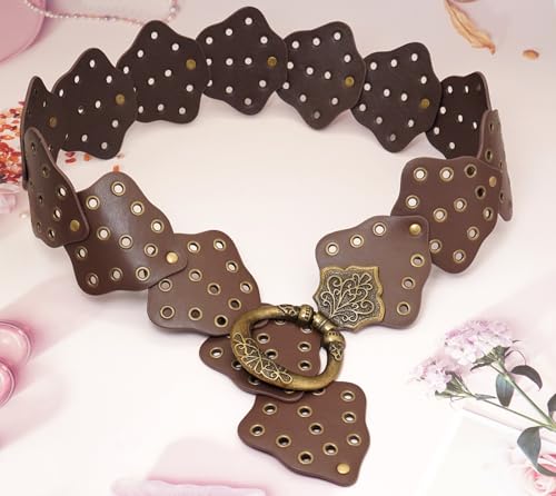 Wide Disc Belts for Women Boho Concho Leather Waist Belt Vintage Western Chunky Belt for Dresses3