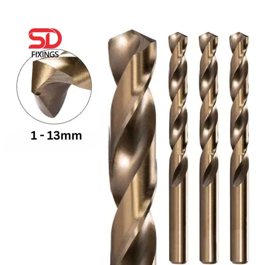 Foret HSS M35 Cobalt 5% – Perce Acier Inox, Acier Dur, Métal, Bois, Alu – Tige Réduite 13 Mm (14,5 Mm X 151 Mm)