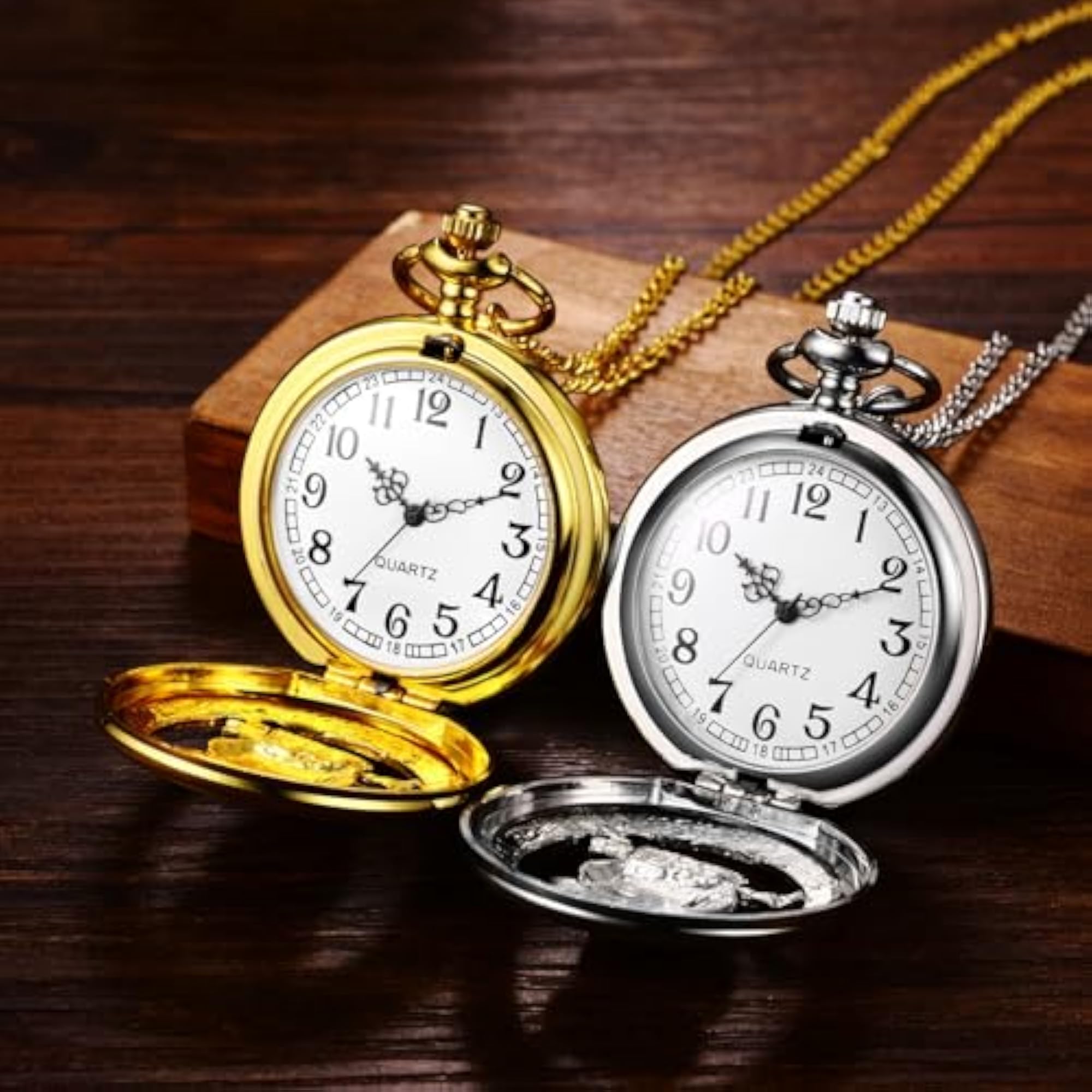 Shield Round Case Quartz Pocket Watch with Smooth Digital Dial