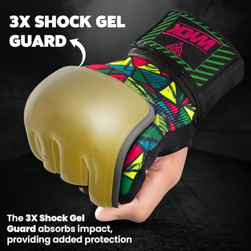 Image of WYOX Neoprene Gel Boxing Hand Wraps Inner Gloves for Men & Women - 80cm /31in Quick Wrist Strap, Padded Knuckle Protection, Fingerless MMA Muay Thai Kickboxing Wraps for Training & Martial Arts