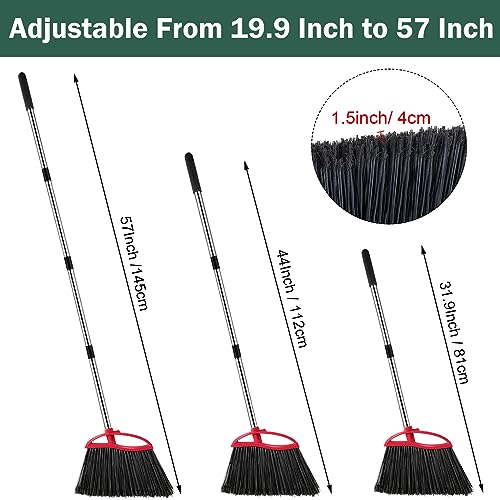 Gerrii Long Handle Indoor Broom Adjustable Dust Sweeping Angle Broom Soft Bristle Broom For House Kitchen Office Patio Lobby Outdoor Indoor Cleaning, 57.9 Inch (6 Pcs) #TOP1