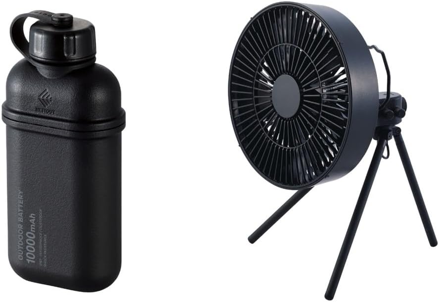 NESTOUT Outdoor Camping Fan with Tripod, 4 Speed Settings & Natural Breeze Mode, 3 Angle Oscillation, 90° Adjustable Tilt, Timer (30/60/90 mins), USB-C Compatible, Portable Tent Fan, Portable Charger