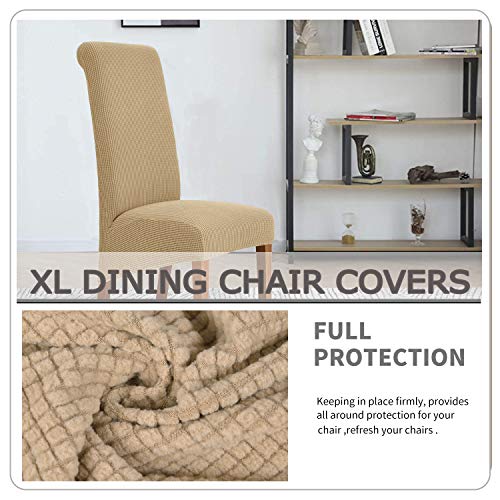 Deisy Dee Stretch Xl/Oversized Soft Spandex Extra Large Dining Room Chair Covers For Kitchen Dining，Removable Washable Chair Protectors Slipcovers (Khaki, 2) #TOP4