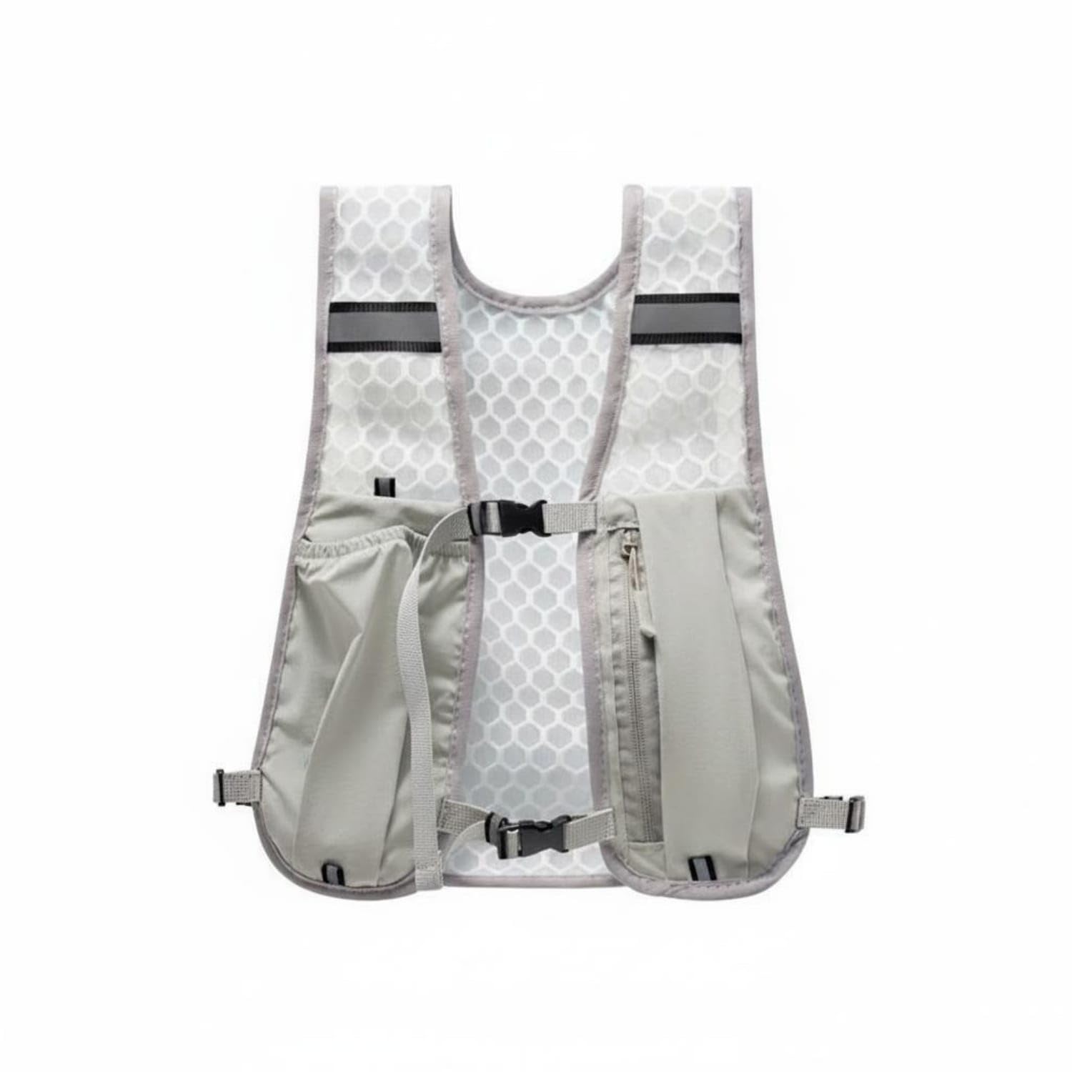 Side Compression Straps Running Hydration Vest Smooth Zippers Hiking Vest Backpack Top Carry Handle Water Bladder Backpack Multiple Pockets for Runners, Hikers, Gray-image-19
