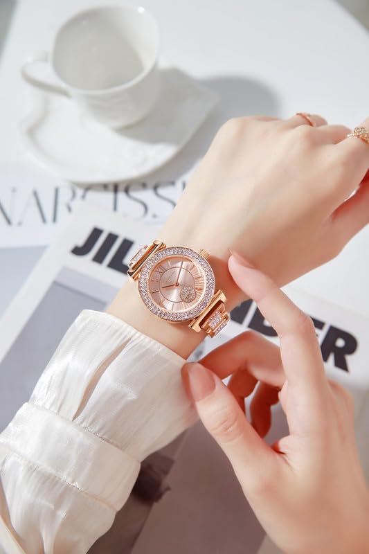 Image of Giordano Luxury Analog Watch for Women - Elegant Crystal Design with sub dial and Diamond Studed statinless Steel Strap