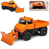 schuco mercedes lkw 1 18 Das Fahrzeug ist ca 9 cm lang Mercedes-Benz Unimog Winterdienst Streufahrzug Pritsche U406 Orange 1977 LKW Truck 1/64 Schuco Modell Auto mit individiuellem Wunschkennzeichen