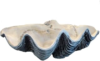 Treasure Gurus Giant 22" Tridacna Gigas Clamshell - Realistic Hand-Cast White Plaster Replica for Beach Decor & Planters