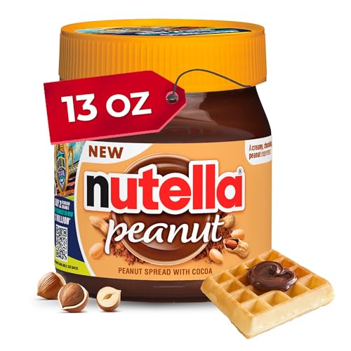 Nutella Peanut Spread With Cocoa, Smooth and Creamy, for Afternoon Snacking, Family Gifts, Unique Snacks, 13 oz