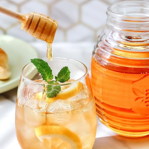 Kate Aspen 24oz. Bee Hive Shaped Honey Glass Mason Jar with Two Wooden Honey Dippers, Bamboo & Metal Lid, Kitchen Decor, Bumblebee Baby Shower Prize, Take Home Gift, Bee Decorations - Image 3