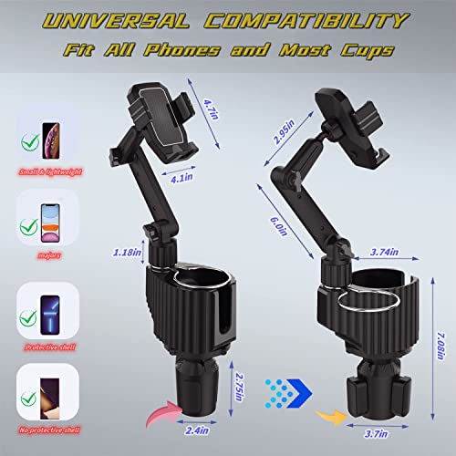 Adjustable Cup Holder Phone Mount For Car, Universal Car Cup Holder Extender Cellphone Holder For Car, Large Car Cup Holder Adapter Long Arm With 360° Rotation,Compatible With Iphone & All Smartphones #TOP1