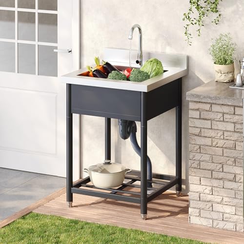 Fregadero de acero inoxidable de diseño independiente para uso comercial 2