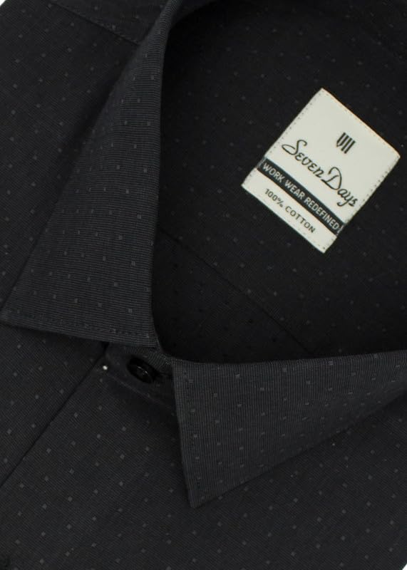 Image of 7-DAYS Men's Self Design Formal Shirt ? 100% Pure Cotton, Dobby Pattern, Slim Fit, Full Long Sleeve, Textured Gents Shirt for Work Wear and Business Casuals