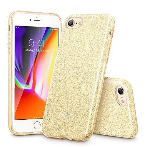 ESR iPhone 8 Plus Case, iPhone 7 Plus Case,Glitter Sparkle Bling Case [Three Layer] for Girls Women [Supports Wireless Charging] for 5.5" iPhone 8 Plus/7 Plus(Champagne)