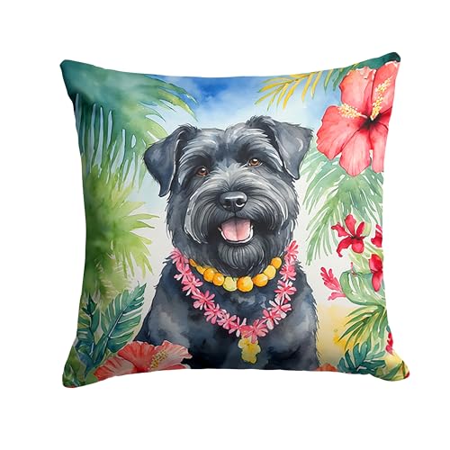 Caroline's Treasures Luau Party Decorative Throw Pillow, 14Hx14W, Bouvier des Flandres 6385