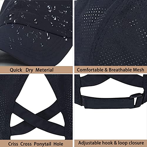 Miniatura 3 de Gorra De Béisbol Mujer Cola De Caballo,Ponycap De High Messy Bun,Verano Transpirable Gorra Secado Rápido Del Deporte,Ajustable Buckle,Malla Transpirable Casuales Azul Tibetano
