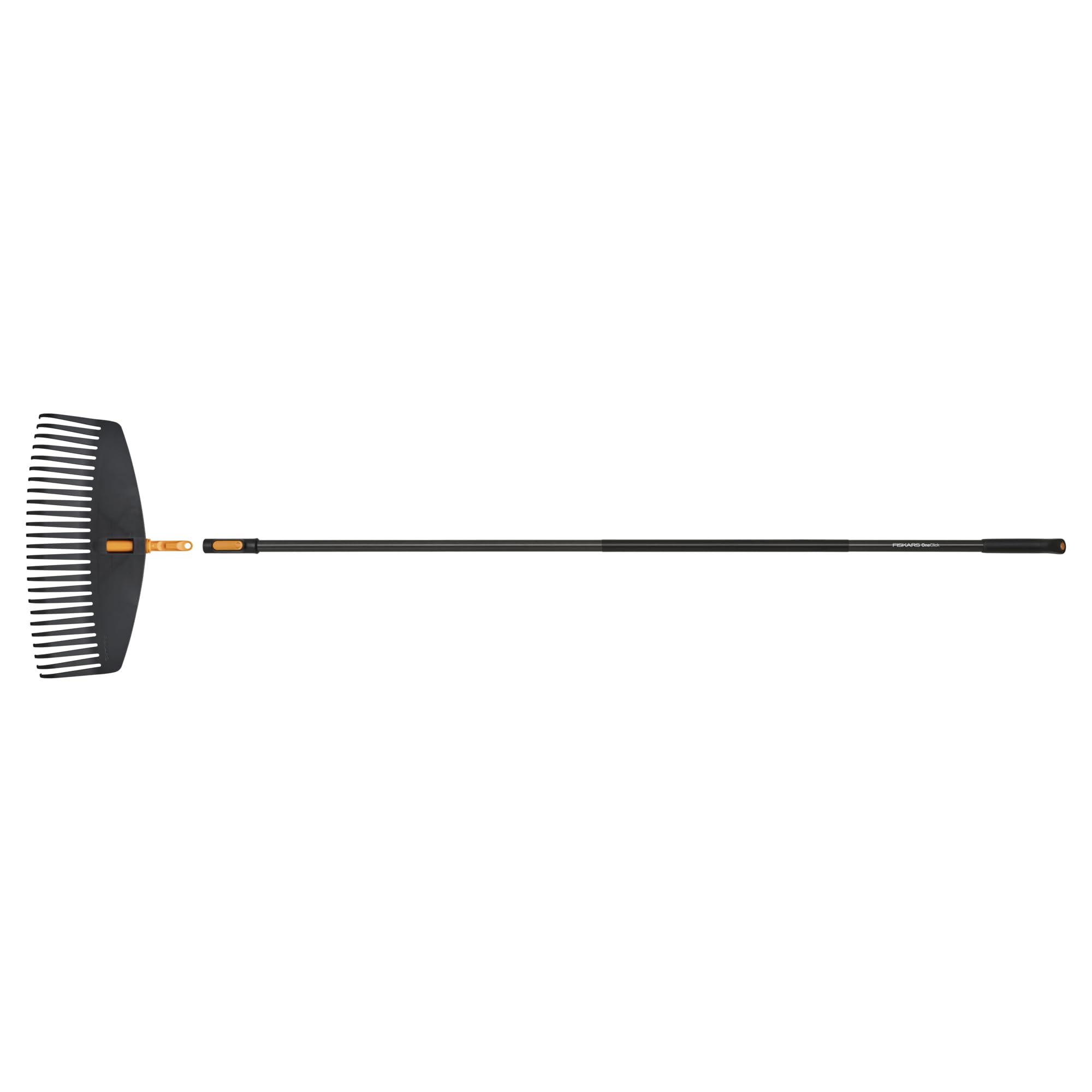 Fiskars OneClick Laubrechen & Stiel L, Komplett-Set für große Rasenflächen | Einfach zusammensteckbar, Breite Rechen: 51 cm, Stiellänge: 161 cm, Leichtes Aluminium/Kunststoff, 1080713