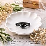 Queena Engagement Ring for Women by Ginger Lyne | Black Rhodium Plated 925 Sterling Silver Black Cubic Zirconia Solitaire Ring | Elegant Black Promise Ring or Travel Decoy Ring for Proposals & Special Occasions