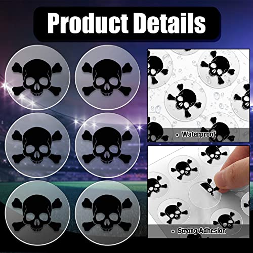 Image of Leinuosen Helmet Stickers Football Baseball Helmet Decals 1-1 /8 Inch Vinyl Sports Football Decals Self Adhesive Hockey Stickers for Hockey, Lacrosse, Batting(Clear Print Black,Skull)