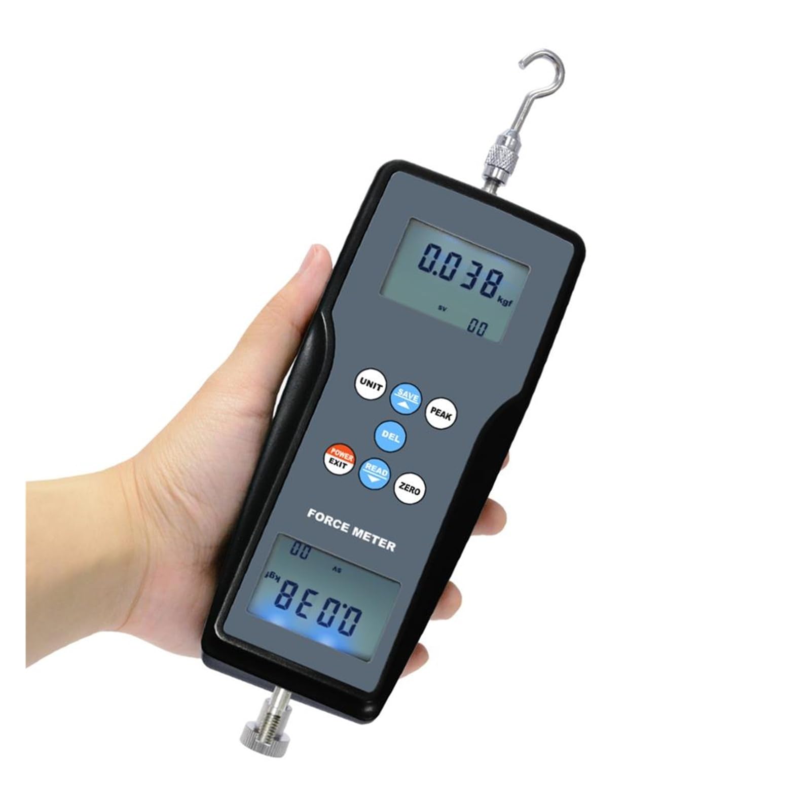 Medidor de fuerza digital FM-207-100K, comprobador de magnitud de tracción y empuje (N/Kg/Lb/G) for hardware de construcción de laboratorios Opciones de unidades múltiples(10K)