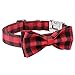 Mtliepte Plaid Dog Cat Collar Bowtie Heavy Metal Buckles Soft Comfy Adjustable Collar 3 Sizes L
