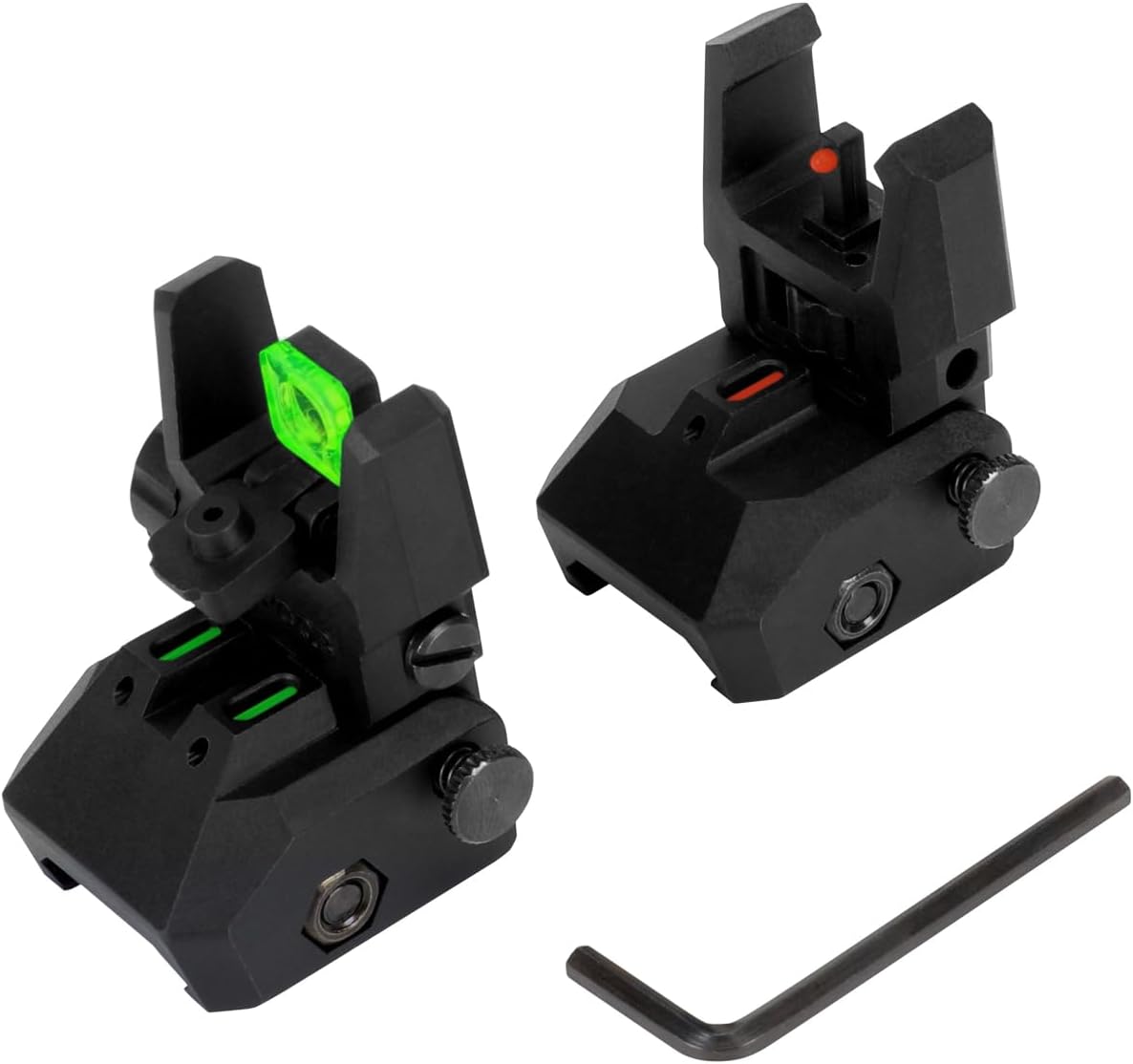 Aecktech Fiber Optic Sights,with Green and Red Full Fiber Optics Dots Polymer Fiber Optics Sights Front and Rear Backup Sights