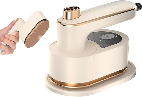 Mini plancha de mano portátil, plancha de vapor giratoria de 180, soporte de mini máquina de planchar para familia, viajes y regalos (blanco)