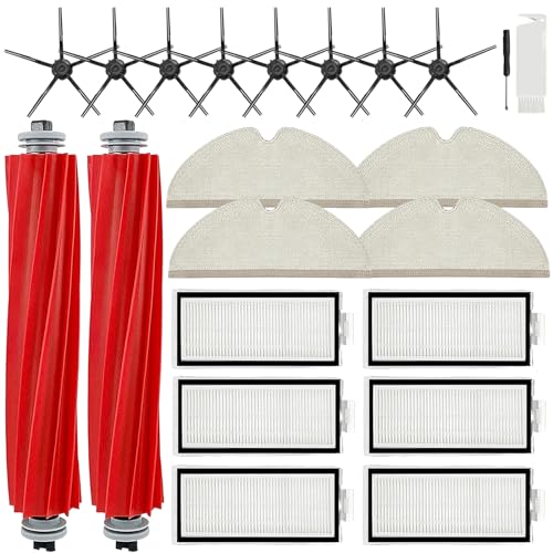 Bvhonwe 20 Pack Roborock Q7 Replacement Parts Compatible for Xiaomi Mi Mijia Roborock Q7 Q7+ Q7 Max Q7 Max+ Vacuum Cleaner,2 Main Brush, 6 Filter, 8 Side Brush, 4 Mop Cloth