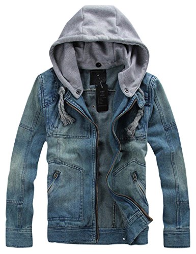 Springrain Men's Casual Slim Fit Hooded Denim Jacket