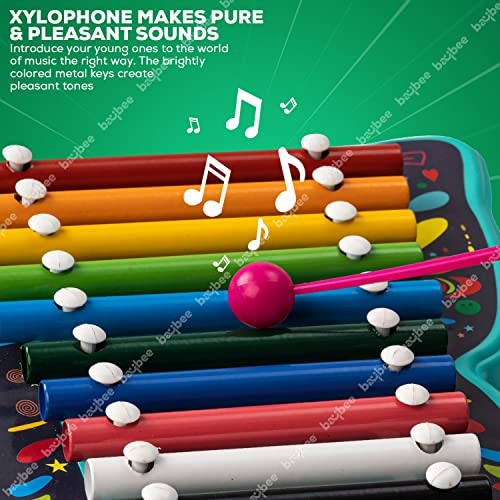 Image of Baybee Baby Musical Toy Xylophone Piano Set for Kids | Colorful Sound Keyboard Instrument for Early Learning, Motor Skills & Hand Eye Coordination | Educational Gift for Boys & Girls (Butterfly)