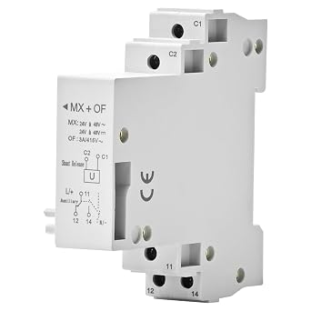 Shunt Trip Release for DZ47 Series MCB AC DC 24-48V 100-130V Volt Circuit Breaker Remote Automatic Triper Emergency Signal Control Power-Off Battery Charging Cut-Off Device 24-48V Control Volt