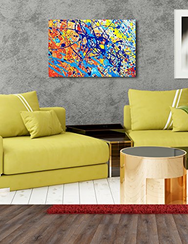 Ipic - Abstract Jackson Pollock Style Artwork. Giclee Print On Canvas Wall Art For Home Decor. 30X20 #TOP1