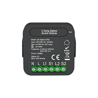EXCLUZO QS-Zigbee-CP02 Tuya ZigBee ligent Switch Module ligent me Electrical Appliance Conversion Module 2 Gang Ligng Switch Module Mobilepne APP Remotes Control Compatible Al Google me