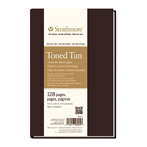 Image of Strathmore 469-5 Hardbound Art Journal,128 Pages, 5.5 by 8.5 inch, Toned Tan